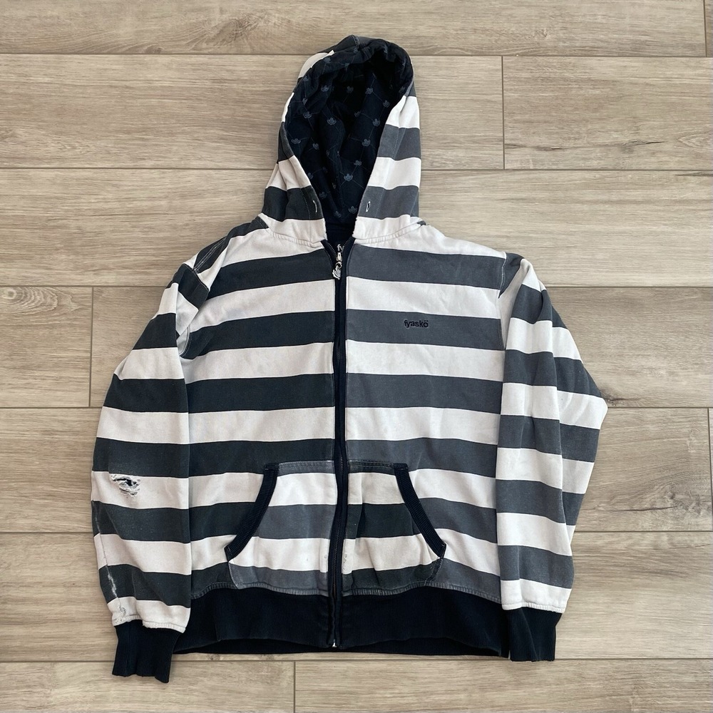 Vintage Fyasko Reversible Full Zip Hoodie Adult Medium Skater Grunge Goth Y2K